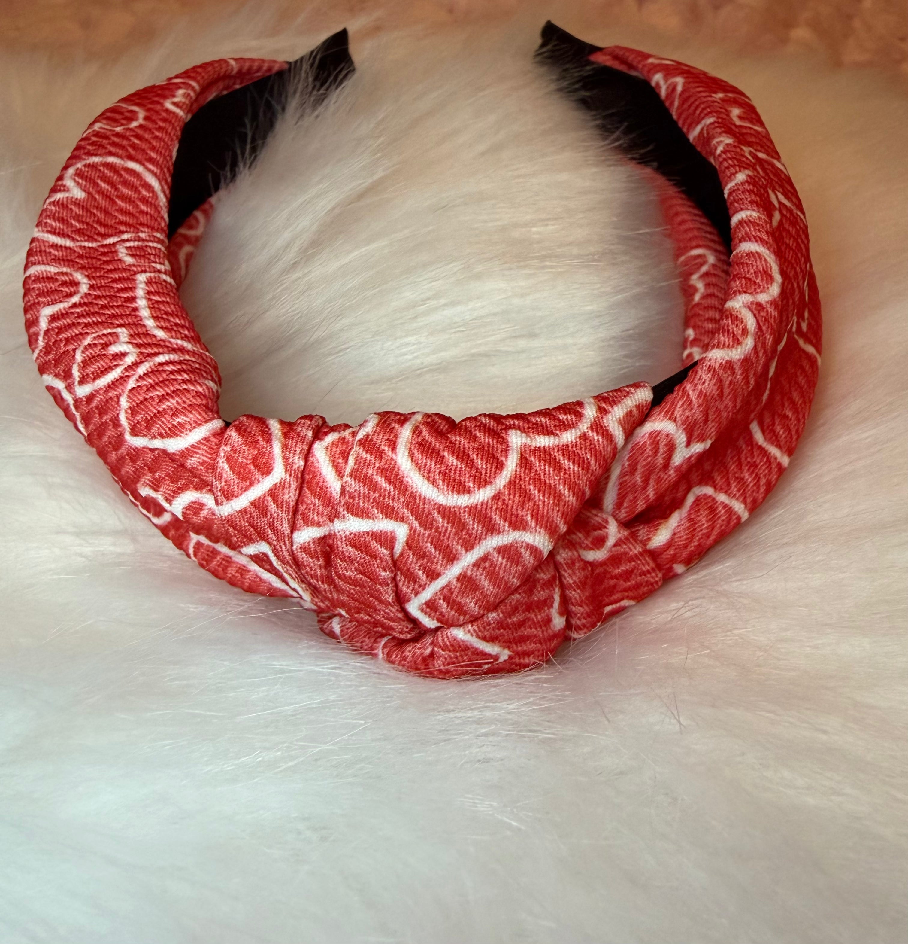 Valentine Headband- Red Hearts
