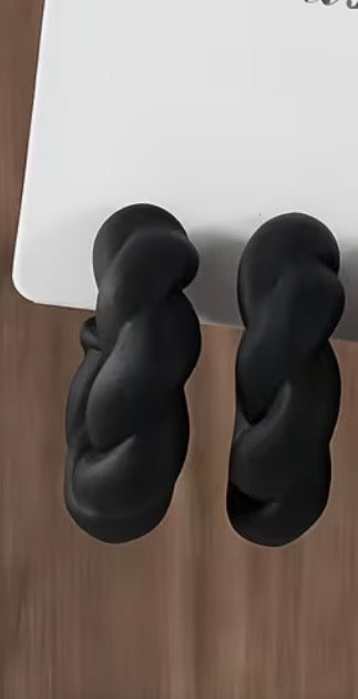 Matte Black Twist Hoop Earrings