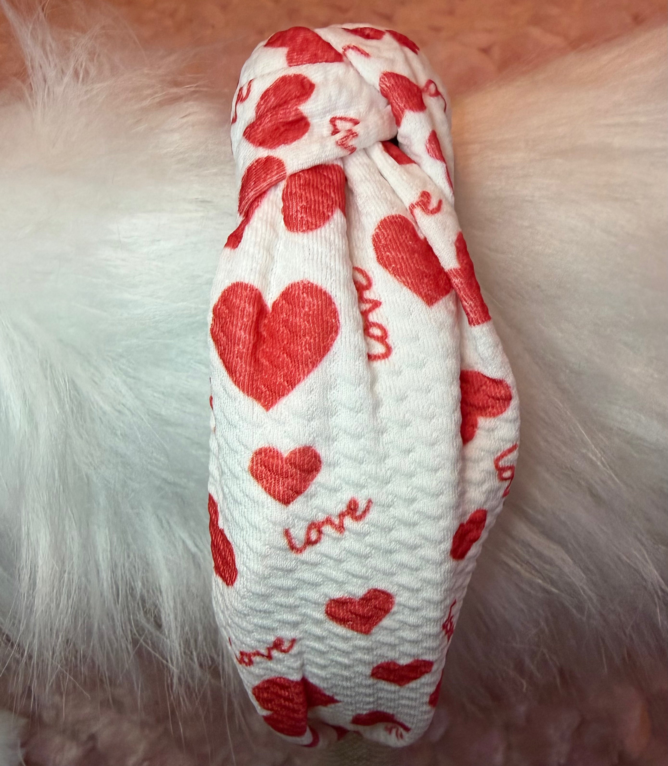 Valentine Headband- Love White