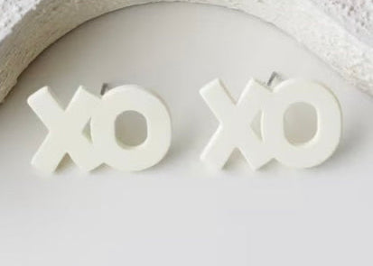 XO Stud Earrings in White