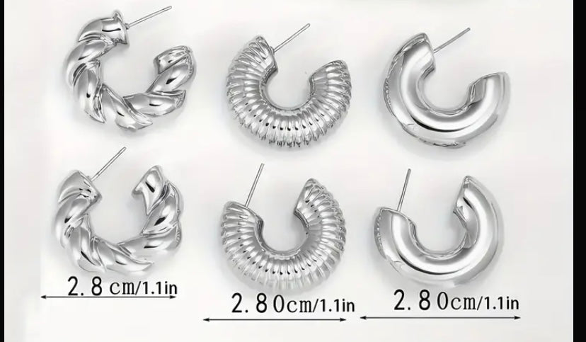 Lightweight Silver Ripple Hoops