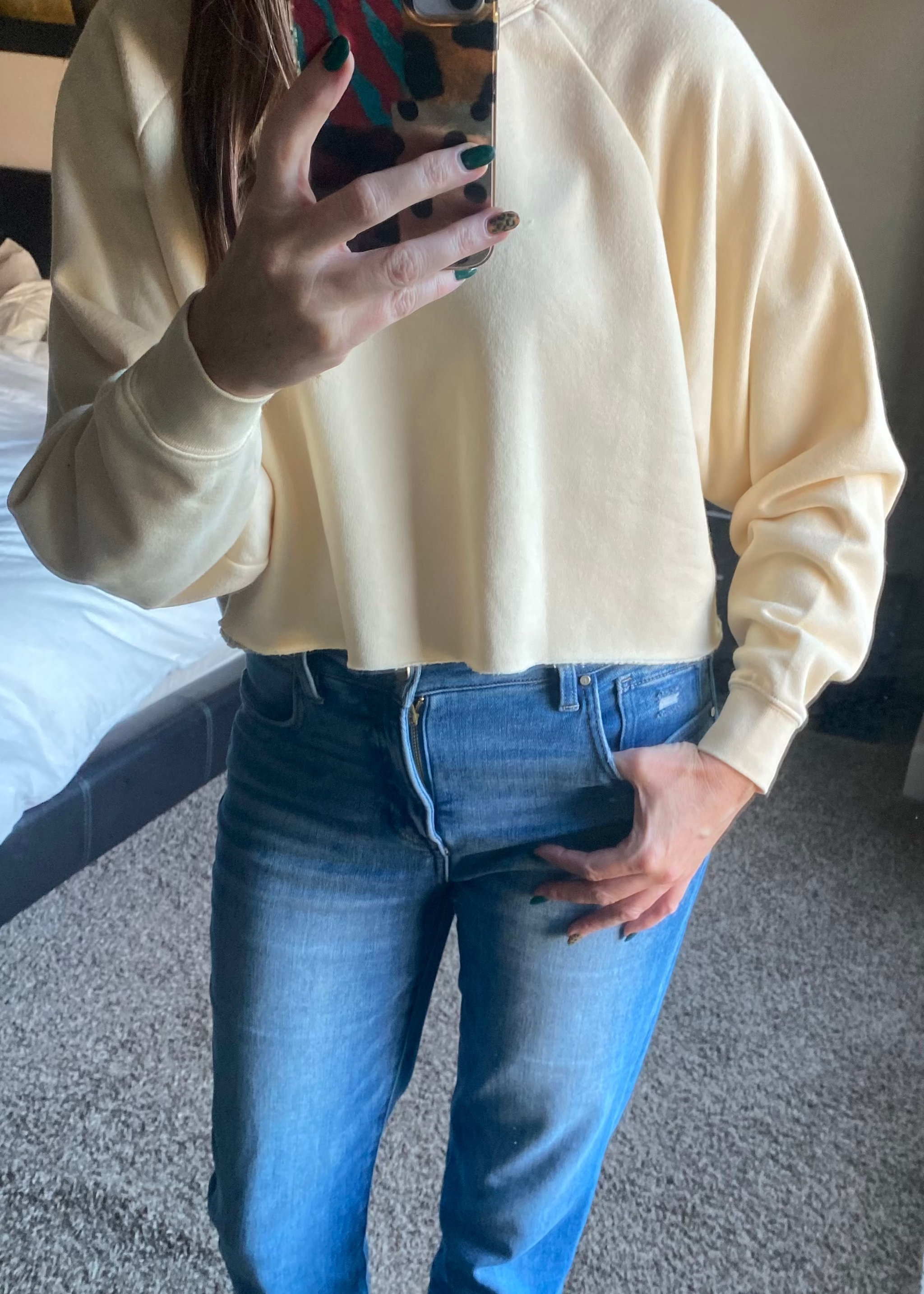 Raw Hem Cropped Sweatshirt
