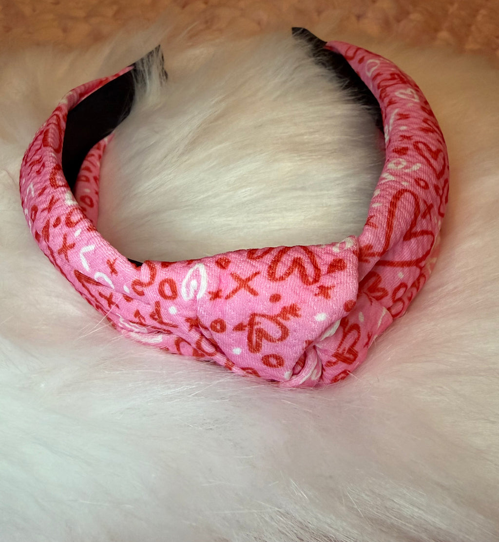Valentine Headband- Pink XO