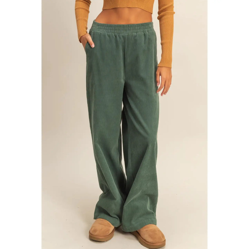 Corduroy High-Waisted Wide Leg Pants