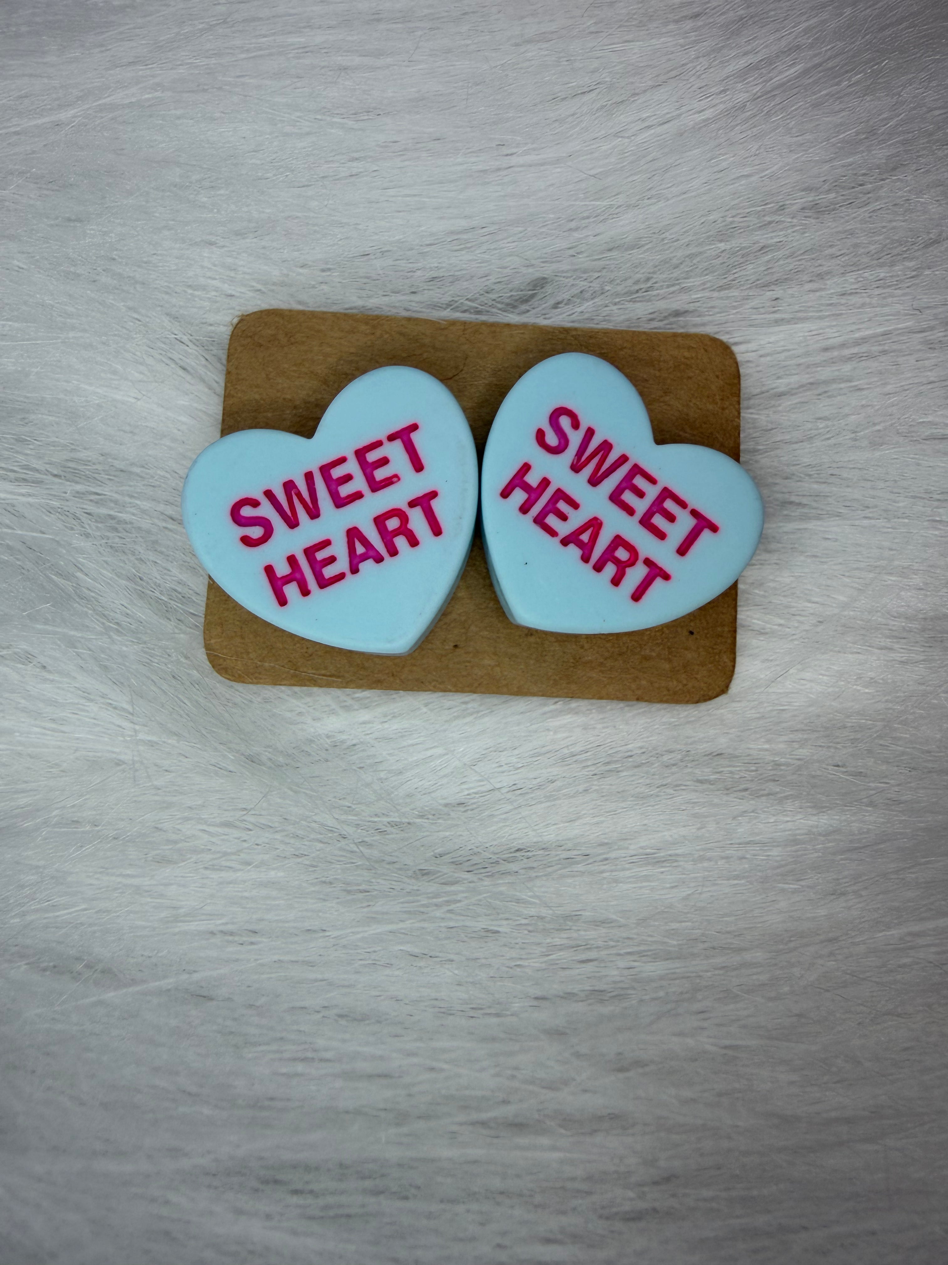 Candy Heart Earrings- Blue Sweet Heart