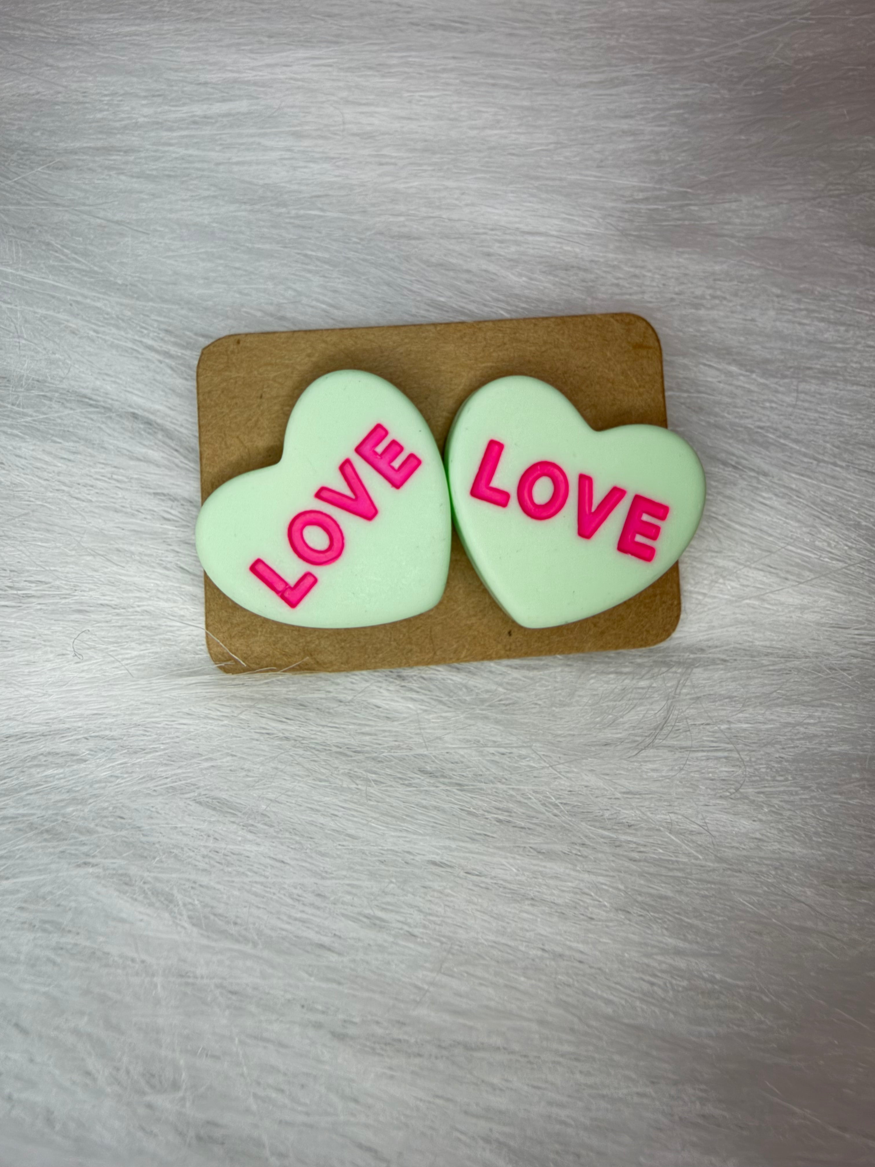 Candy Heart Earrings- Green Love