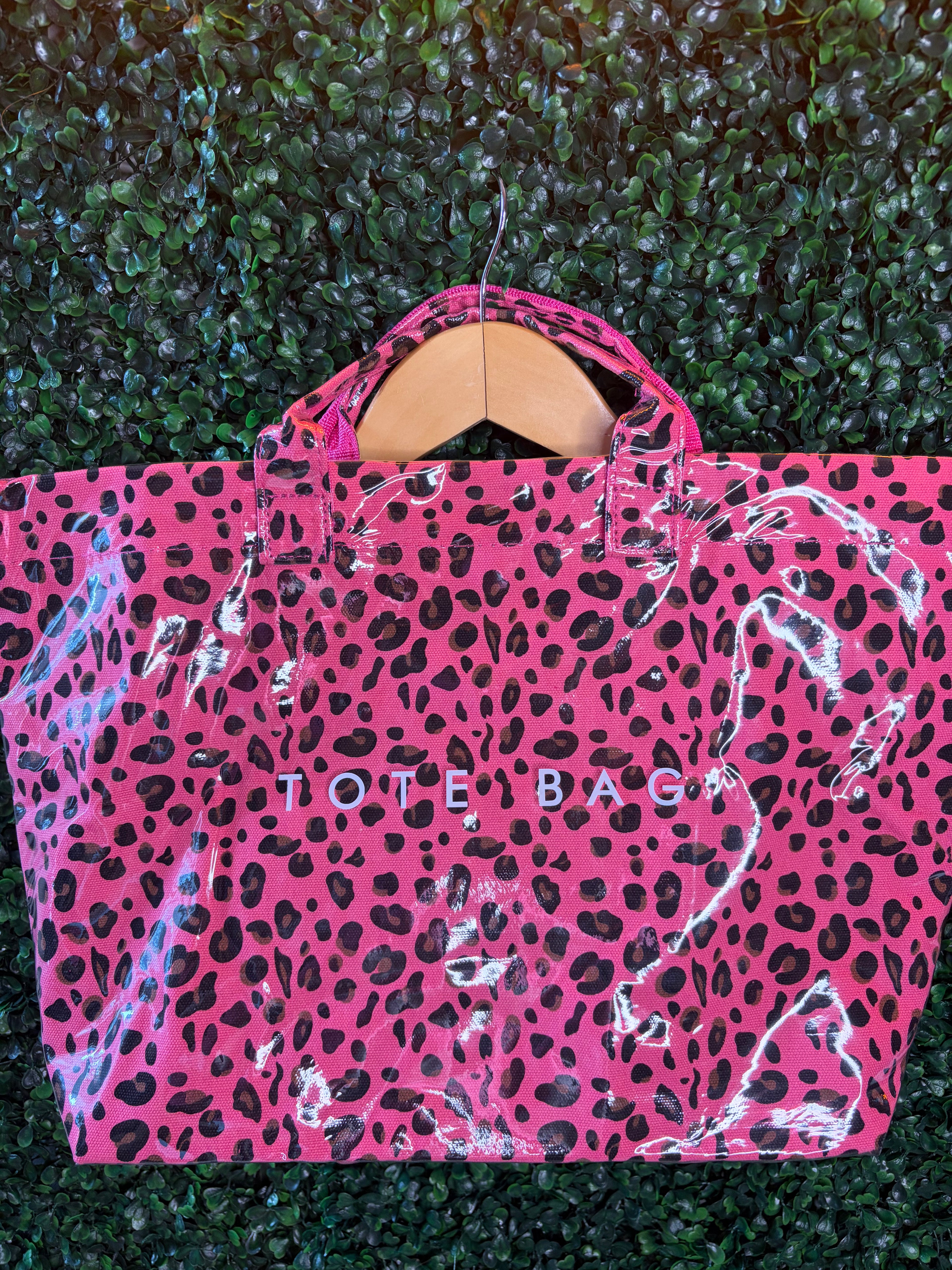 Pink Leopard Print Tote Bag