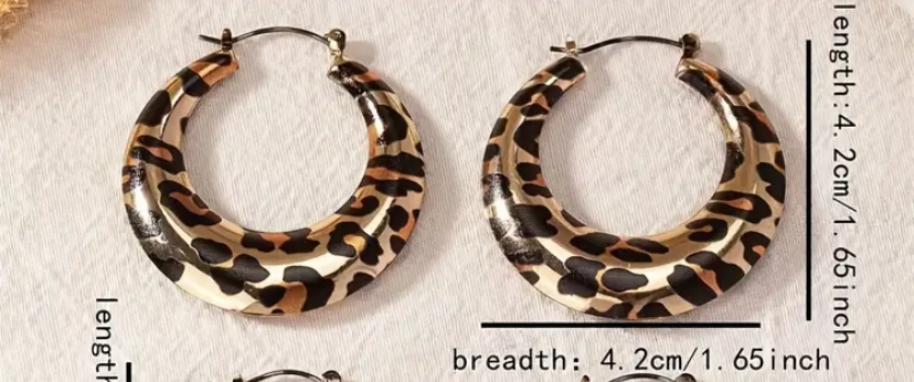 Leopard Print Large Hoops