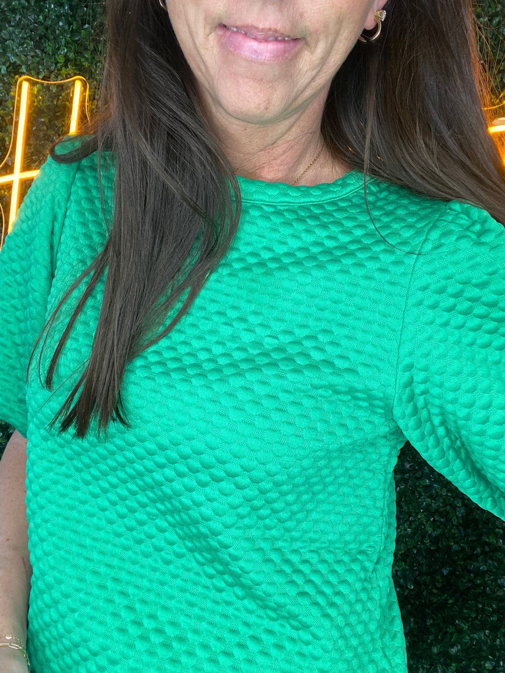 Green Puff Sleeve Top