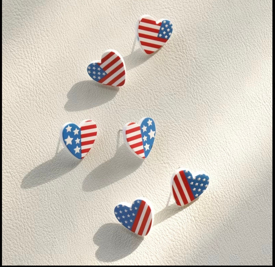 Flag Heart Earrings