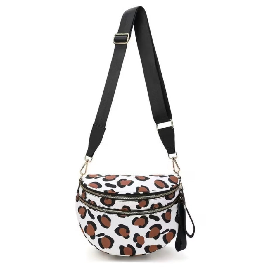 Brown Leopard Double Zip Adjustable Sling Bag (Copy)