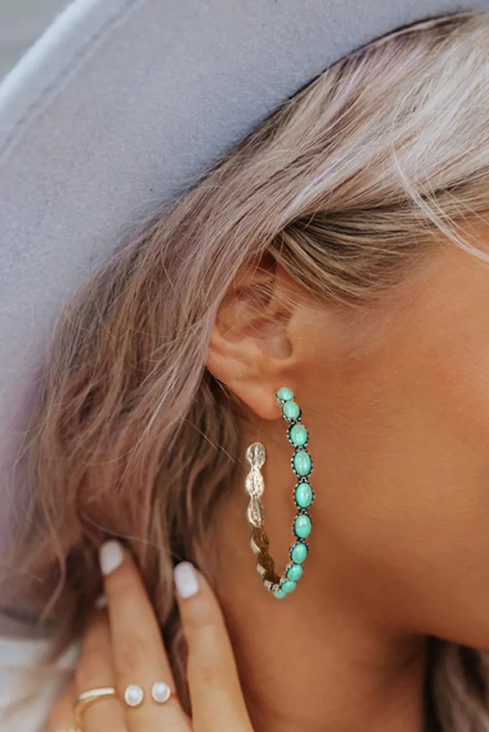 Sky Blue Gem Inlay Earrings