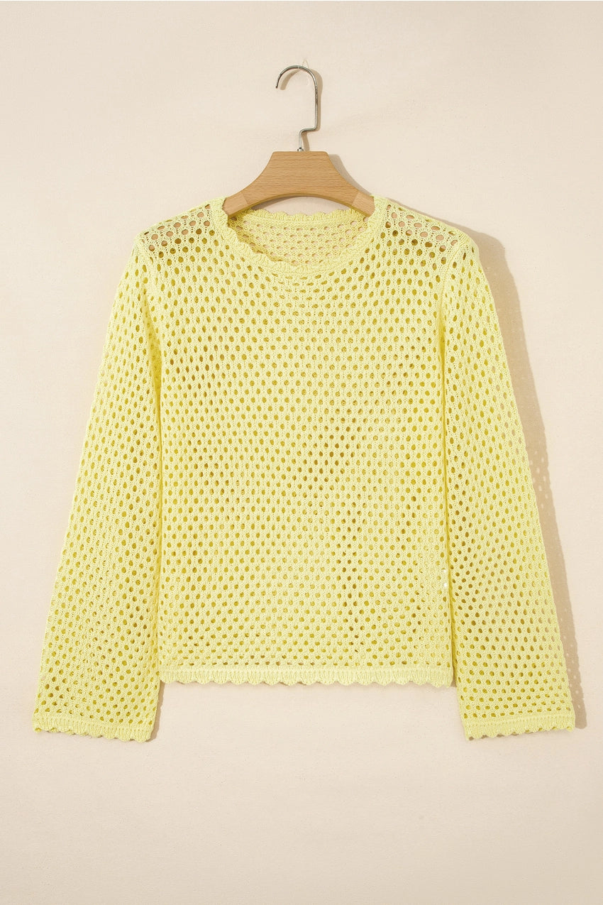 Scalloped Trim Hollow Out Top