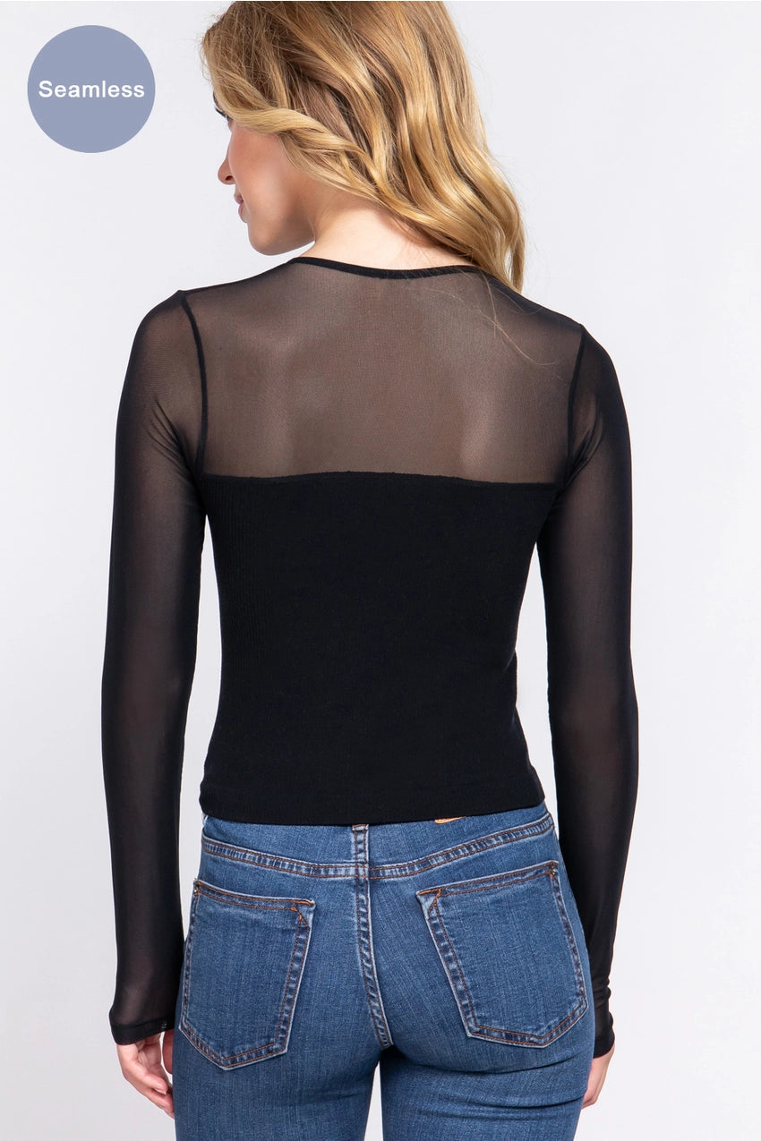 Mesh Panel Top in Black (SALE)