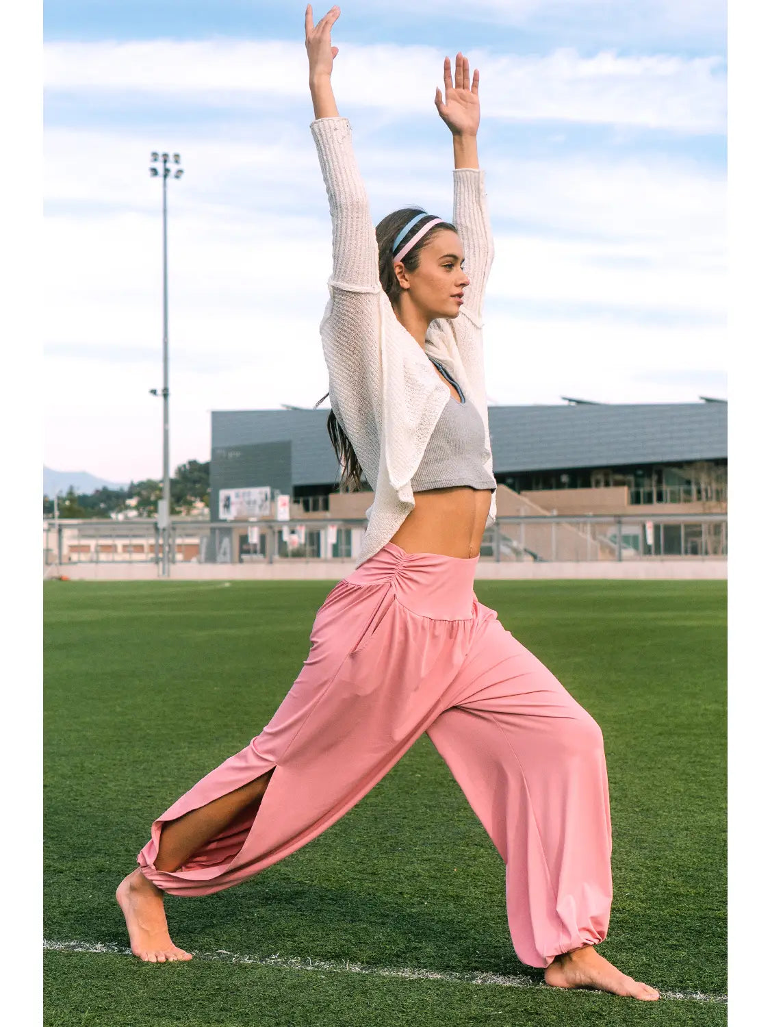 High Waisted Harem Pants in Rose