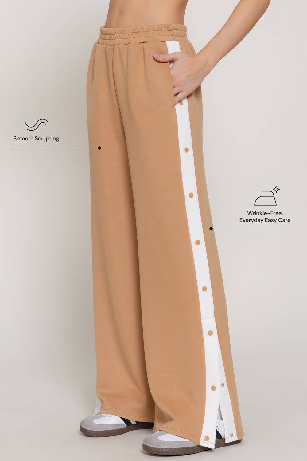 Scuba Side Contrasting Panels Straight Pants