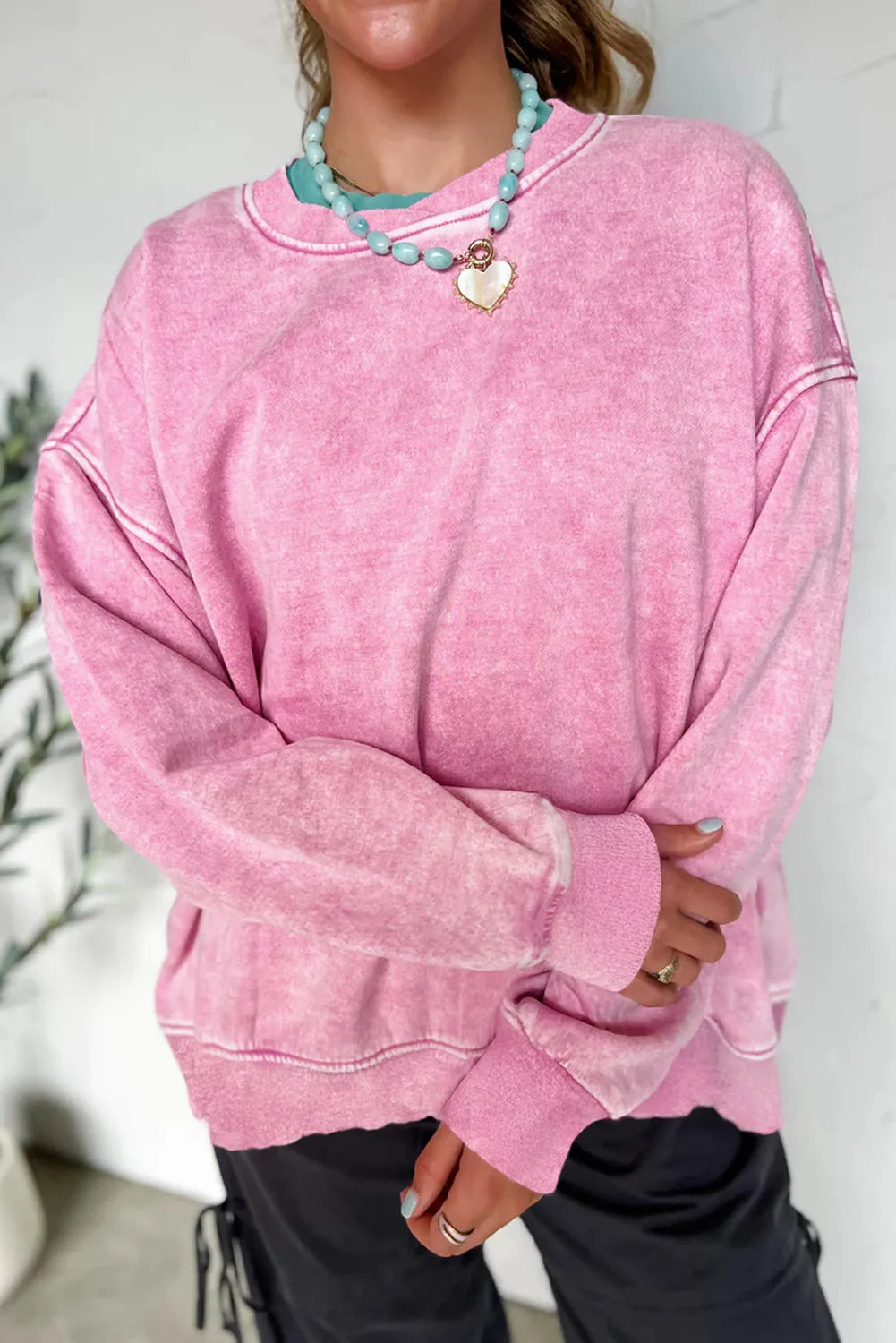Pink Mineral Washed Sweatshirt