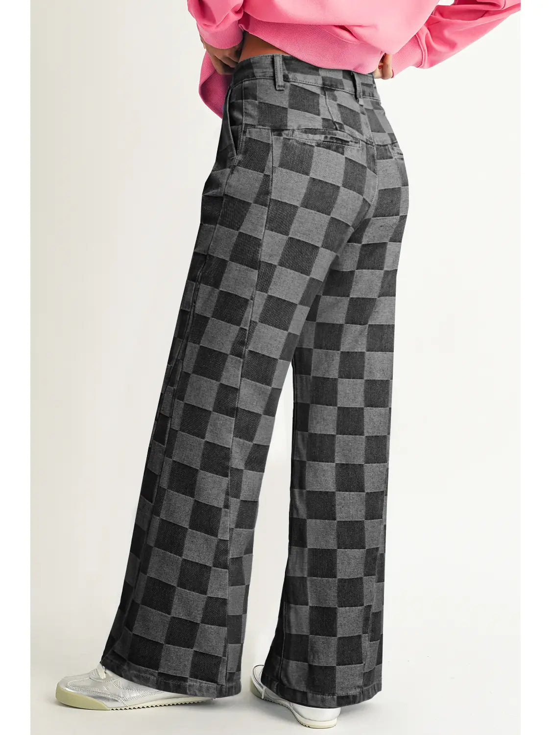 Checkered Wide Leg Jeans