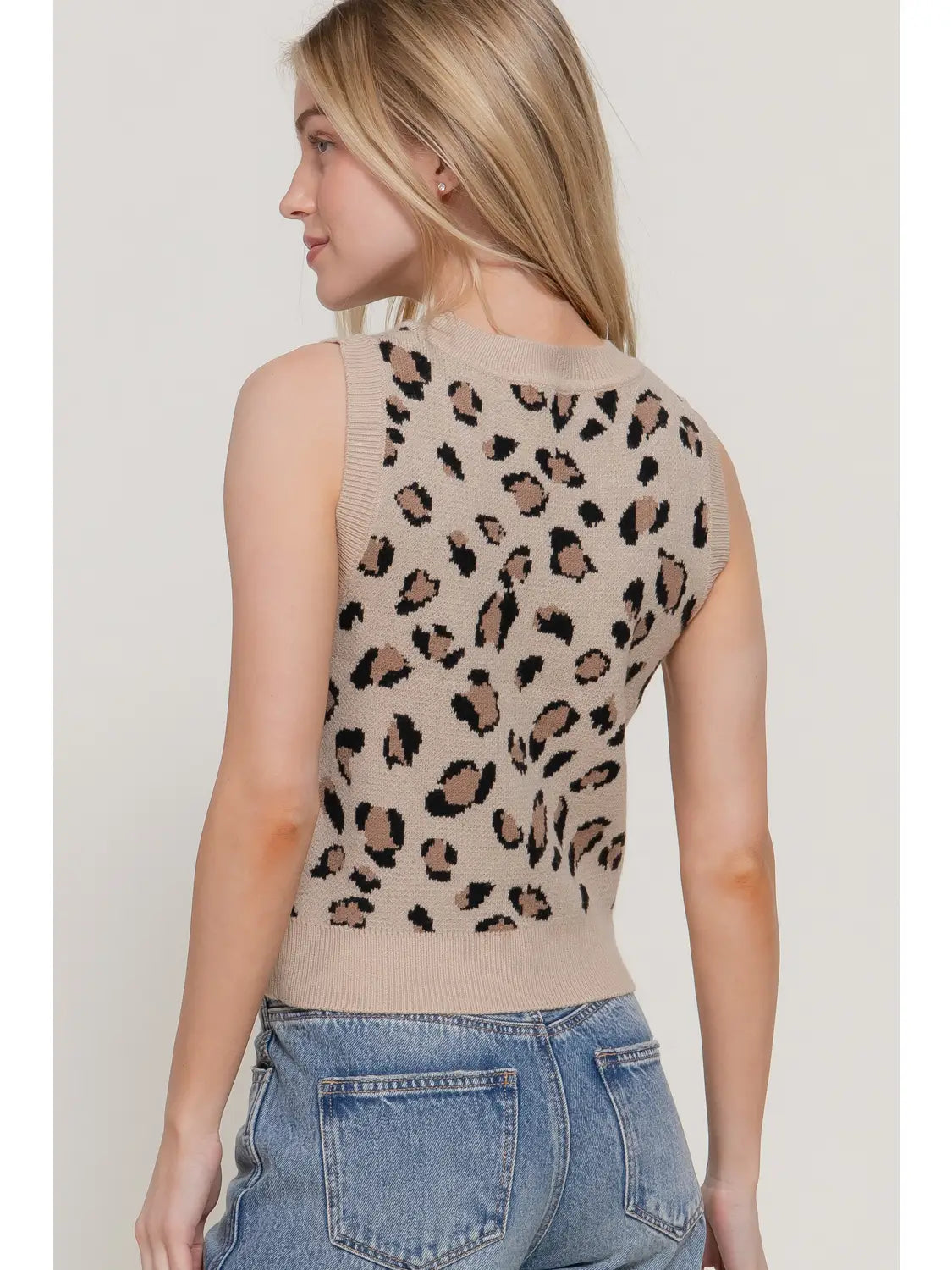 Leopard Jacquard Sweater Top