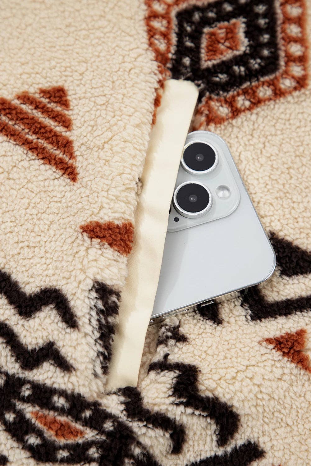 Aztec Print Sherpa Half Zip Sweatshirt