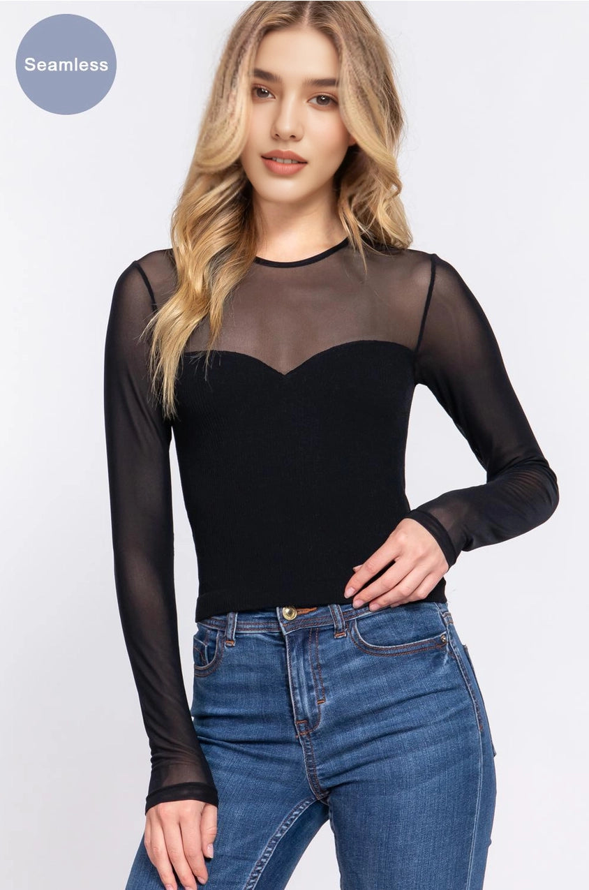 Mesh Panel Top in Black (SALE)