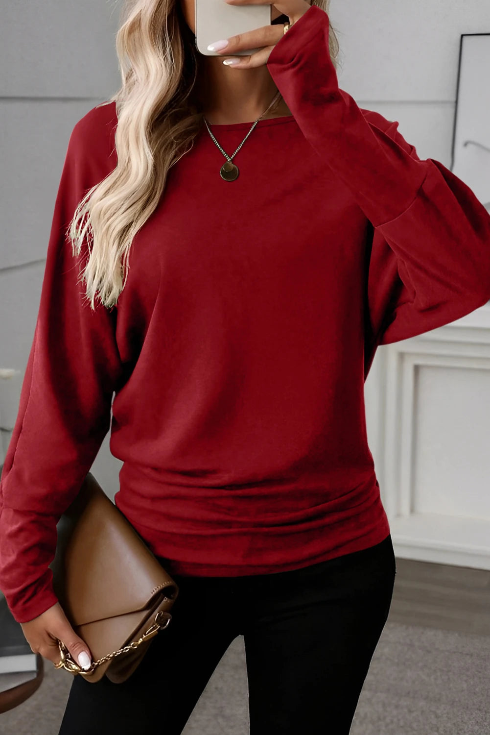 Red Dahlia Extended Cuff Top(SALE)