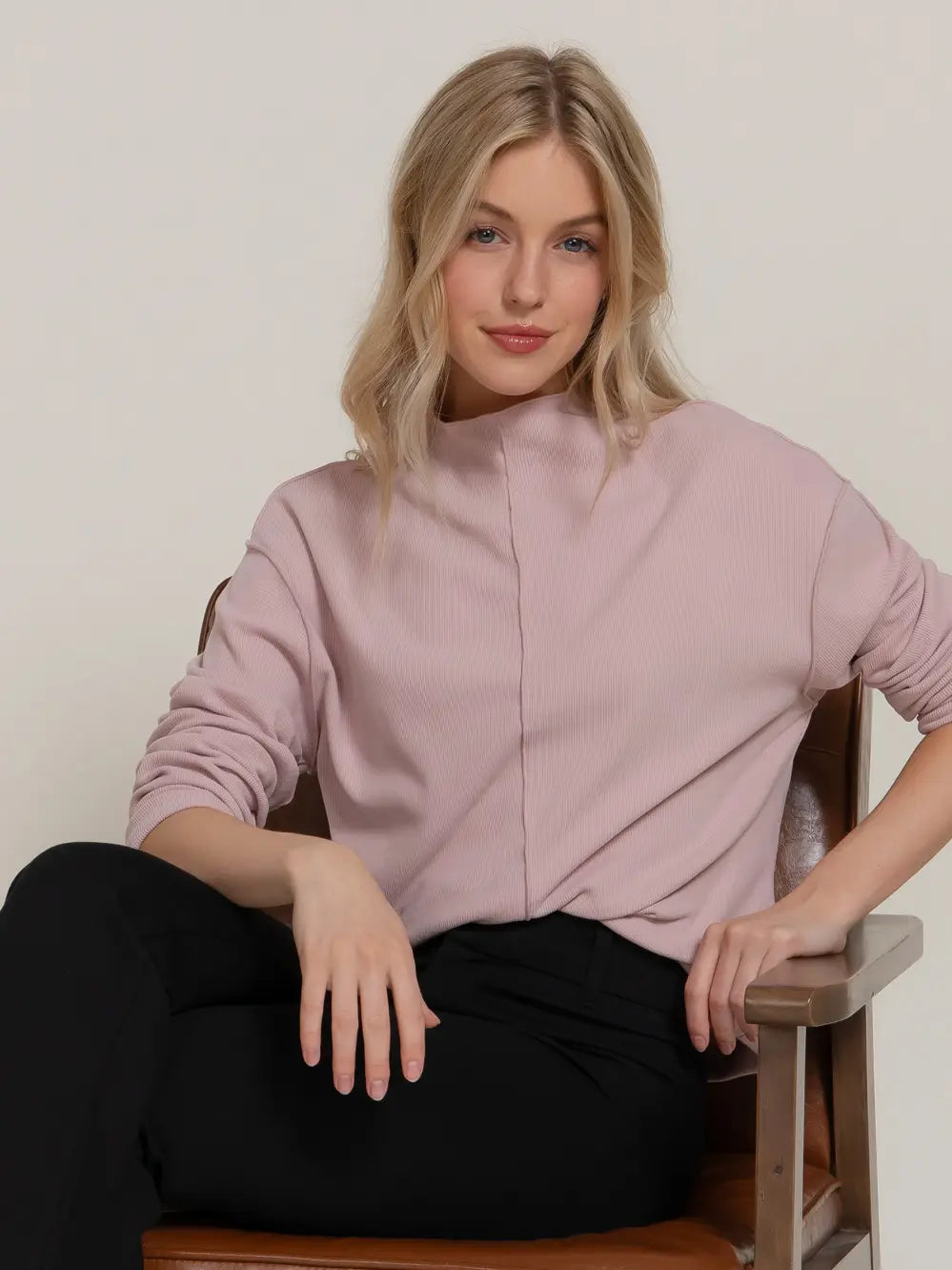 Overlocked Seam Brushed Rib Top